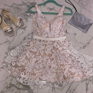 Jovani short nude/cream dress